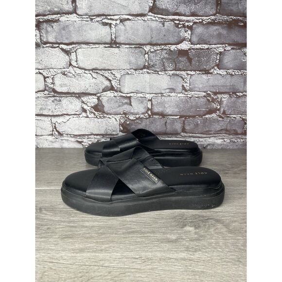 Cole Haan Black Leather Wedge Slip-On Comfort Women Sz 7B US/38EU - Picture 6 of 11